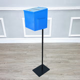 Black Metal Donation Box Floor Stand Lobby Foyer Tithes & Offering Suggestion 11065+10918-BLUE