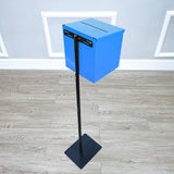 Black Metal Donation Box Floor Stand Lobby Foyer Tithes & Offering Suggestion 11065+10918-BLUE