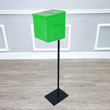 Black Metal Donation Box Floor Stand Lobby Foyer Tithes & Offering Suggestion 11065+10918-GREEN