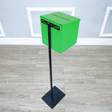 Black Metal Donation Box Floor Stand Lobby Foyer Tithes & Offering Suggestion 11065+10918-GREEN