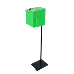 Black Metal Donation Box Floor Stand Lobby Foyer Tithes & Offering Suggestion 11065+10918-GREEN