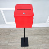 Black Metal Donation Box Floor Stand Lobby Foyer Tithes & Offering Suggestion 11065+10918-RED