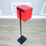 Black Metal Donation Box Floor Stand Lobby Foyer Tithes & Offering Suggestion 11065+10918-RED