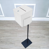 Black Metal Donation Box Floor Stand Lobby Foyer Tithes & Offering Suggestion 11065+10918-WHITE