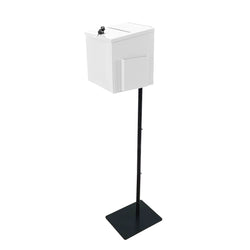 Black Metal Donation Box Floor Stand Lobby Foyer Tithes & Offering Suggestion 11065+10918-WHITE