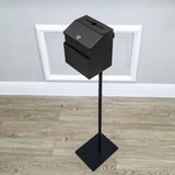 Black Metal Donation Box Floor Stand Lobby Foyer Tithes & Offering Suggestion 11065+11118-BLACK
