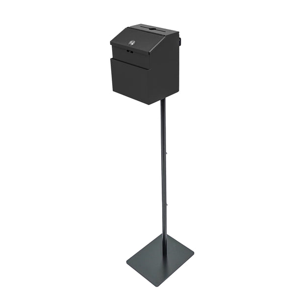 Black Metal Donation Box Floor Stand Lobby Foyer Tithes & Offering Suggestion 11065+11118-BLACK