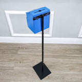 Black Metal Donation Box Floor Stand Lobby Foyer Tithes & Offering Suggestion 11065+11118-BLUE