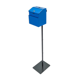 Black Metal Donation Box Floor Stand Lobby Foyer Tithes & Offering Suggestion 11065+11118-BLUE