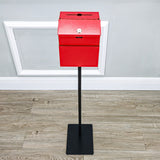 Black Metal Donation Box Floor Stand Lobby Foyer Tithes & Offering Suggestion 11065+11118-RED