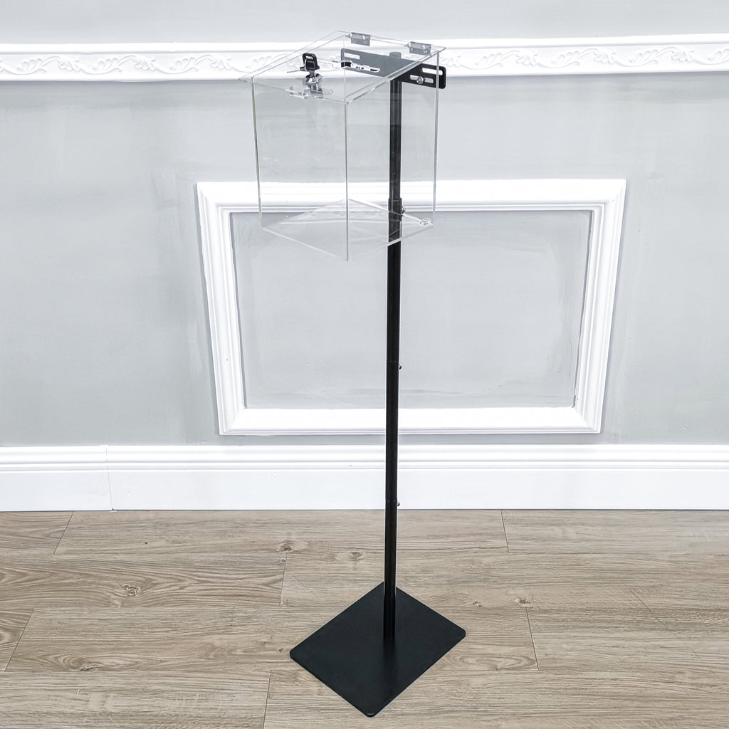 Black Metal Donation Box Floor Stand Lobby Foyer Tithes & Offering Sug ...