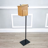 Black Metal Donation Box Floor Stand Lobby Foyer Tithes & Offering Suggestion 11065+12151