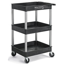 Relius Solutions Tray Shelf Carts With Nickel Legs   3 Shelves   Tub Top 1119078