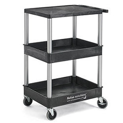 Relius Solutions Tray Shelf Carts With Nickel Legs   3 Shelves   Flush Top
