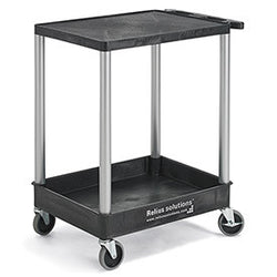 Relius Solutions Tray Shelf Carts With Nickel Legs   2 Shelves   Flush Top