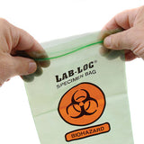Green Tint 3 Wall Style Specimen Transfer Bag   Printed Biohazard 6W x 9L