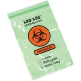 Green Tint 3 Wall Style Specimen Transfer Bag   Printed Biohazard 6W x 9L