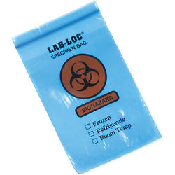 Blue Tint 3 Wall Style Specimen Transfer Bag   Printed Biohazard 6W x 9L