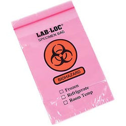 Red Tint 3 Wall Style Specimen Transfer Bag   Printed Biohazard 6W x 9L