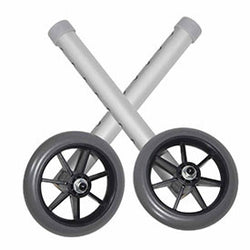 Universal 5 Walker Wheels, Silver Tubing, Gray Tire and Silencer, 1 Pair
