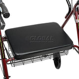 Heavy Duty Bariatric Rollator Walker with Large Padded Seat, Red 1119174
