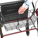 Heavy Duty Bariatric Rollator Walker with Large Padded Seat, Red 1119174