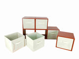 Cubby Hole Storage Bin Modular Wood Blocks With Fabric Bins 6/Set