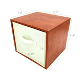 Cubby Hole Storage Bin Modular Wood Blocks With Fabric Bins 6/Set