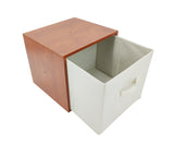 Cubby Hole Storage Bin Modular Wood Blocks With Fabric Bins 6/Set