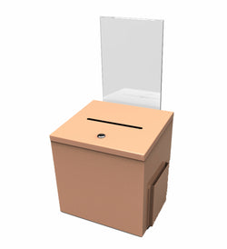 BEIGE Metal Donation Box Suggestion Charity Key Drop Fund Raising Sign Holder