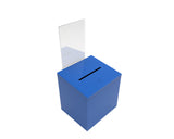 Blue Metal Donation Box Suggestion Charity Key Drop Fund Raising Sign Holder