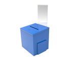 Blue Metal Donation Box Suggestion Charity Key Drop Fund Raising Sign Holder