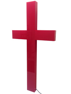 Cross, Christian LIGHTED Church Sign Red Plexiglass LED Light 11673