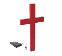 Red Cross, Christian LIGHTED Church Sign red Plexiglass LED Light w/ AA Battery