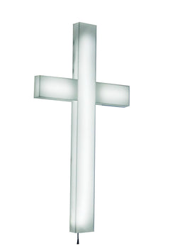 Cross, Christian LIGHTED Church Sign White Plexiglass LED Light 11673