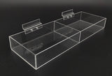 Clear Acrylic Bin Transparent Plexiglass Organizer Tray Slatwall Basket Double