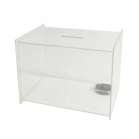 FixtureDisplays® 1PK Acrylic Collection Box,Clear Ghost Acrylic Donation Fundraising 7x5.5"x5.5" 11818