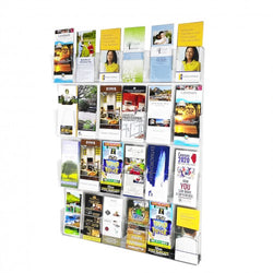 4-Tier Acrylic Literature Display Wallmount Brochure Holder 12/24Pocket 26X33X2 119003-s