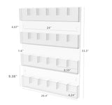 4-Tiered Acrylic Literature Rack for Wall-mount, 24 Adjustable Pockets - Clear Transparent Plexiglas 119003