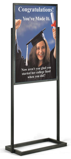 24 x 36 Poster Stand for Floor, Top Insert, Double Sided, Rectangle Base - Black 119016