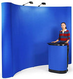 10' Curved Pop Up Display w/ Velcro Fabric, Portable Counter & 2 Spotlights - Blue 119035