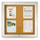 32 x 32 Enclosed Bulletin Board for Outdoor Use, with Locking Door - Silver 119042