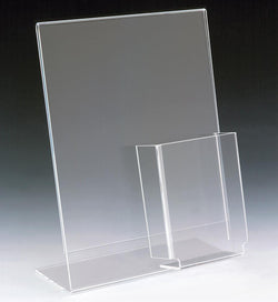 8.5 x 11 Acrylic Sign Holder with Pocket for 4 x 9 Brochures, Slant Back - Clear 119056