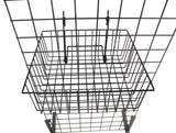 12" x 12" Metal Gridwall Basket w/ Hooks - Black 119073