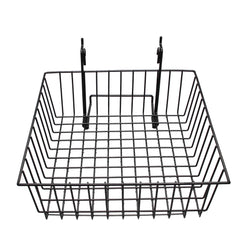12" x 12" Metal Gridwall Basket w/ Hooks - Black 119073