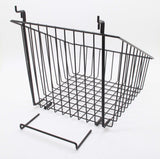 12" x 12" Metal Gridwall Slatwall Basket w/ Hooks - Black 119075