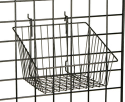 12" x 12" Metal Gridwall Slatwall Basket w/ Hooks - Black 119075-NEW