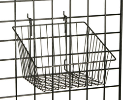 12" x 12" Metal Gridwall Slatwall Basket w/ Hooks - Black 119075