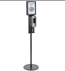 Hand Sanitizer Dispenser, Holds 8.5" x 11" Sign, Floor Standing - Black 119087