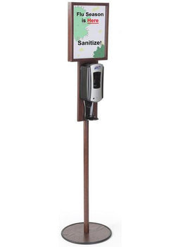 Hand Sanitizer Dispenser, Holds 11" x 14" Sign, Floor Standing - Mahogany 119089
